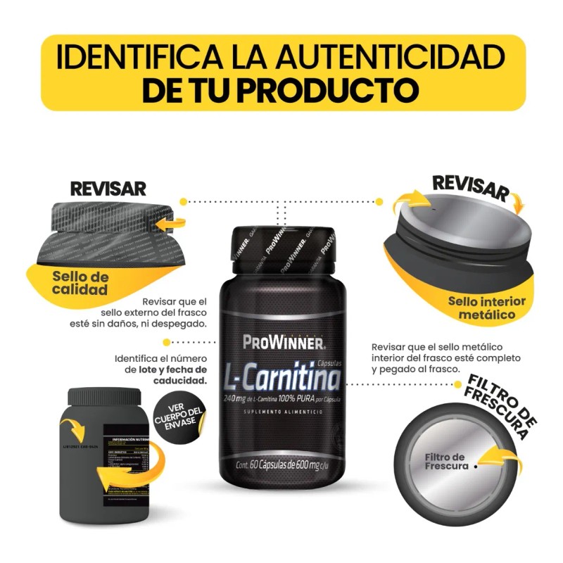 Suplemento L- Carnitina (240 Mg) (60 Caps) Prowinner Sin Sabor