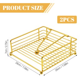 RETON 2 Pcs Napkin Holders for Tables, Metal Serviette Holder with Weighted Bar, Paper Napkin Holder Dispenser for Home Restaurants Cafes Weddings Bar (Gold)