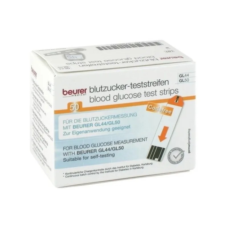 Tiras Reactivas Tr44 Para Glucómetro Gl44| Gl50 Beurer 50 Pz