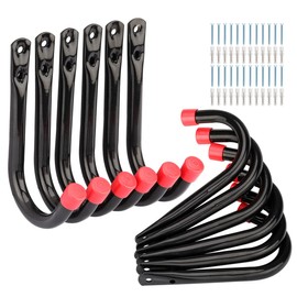 12 Pack Heavy Duty Steel Garage Storage Hooks, 3.5Inch Wall Mounted J Utility Hanger by Naikozmo, Holds Up to 50LB Black + Red