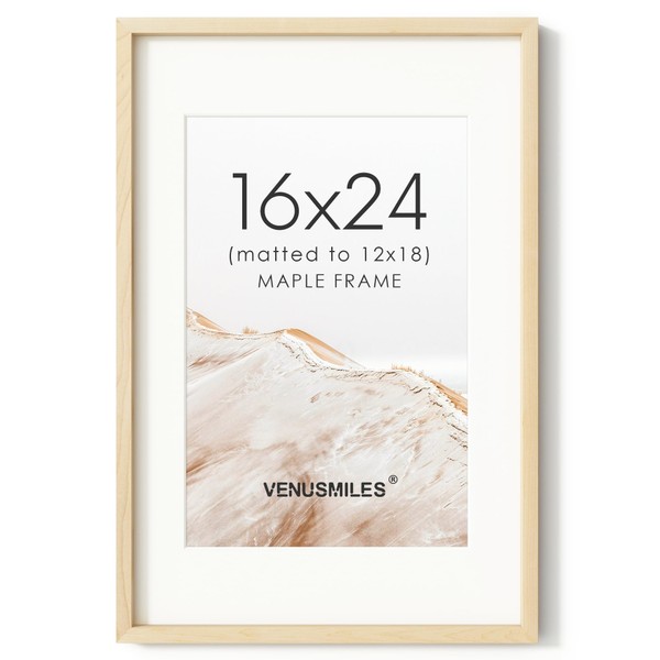 16x24 Poster Frame, USA-Sourced Natural Maple Wood Picture Collage Frame
