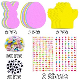 Leesgel Easter Crafts for Children, Pack of 24 Easter Foam Stickers with Rhinestones for Easter Decoration, Easter Gifts, Toys for Children, Classroom Games, Prizes, DIY Decorations, Party Supplies