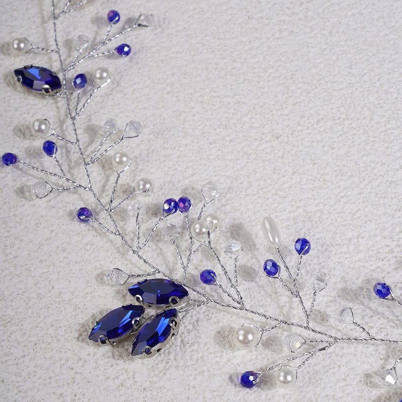 Jumwrit Diadema de novia de plata con perlas de diamantes