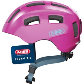 ABUS Youn-I 2.0 Bicycle Helmet with Light for Children, Teenagers, Young Adults, Girls and Boys, Pink (Sparkling), Size S