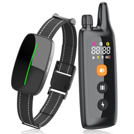 Dog Training Shock Collar 4000FT Dog Bark Collar with Remote IP67 Waterproof 4 Training Modes Beep Vibration Shock Light Mode Magnetic Charger Electric Dogs Collar 8-25 inches Single shock Earth Black