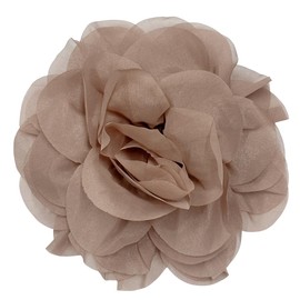 23cm/9" Large Fabric Silky Flower Brooch Pin for Women Girls Dainty Camellia Brooches Lapel Duckbill Alligator Hair Clips Barrettes Floral Hair Pins Holiday Wedding Costume Accessories (Brown)