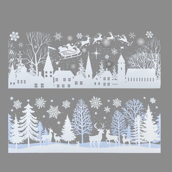 Davies Products Ltd 2 Long Snow Village Scene Window Decal Sticker Christmas winter decoration Stick