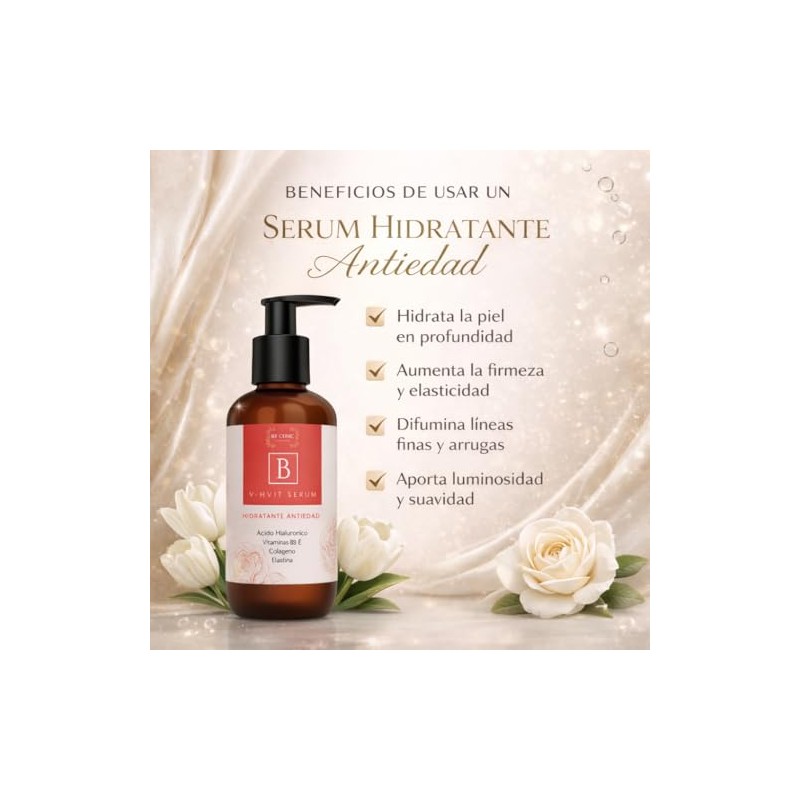 V-HVIT SERUM ANTIEDAD HUDRATACION VITAMINAS ACIDO HIALRONICO COLAGENO ELASTINA (500ml)