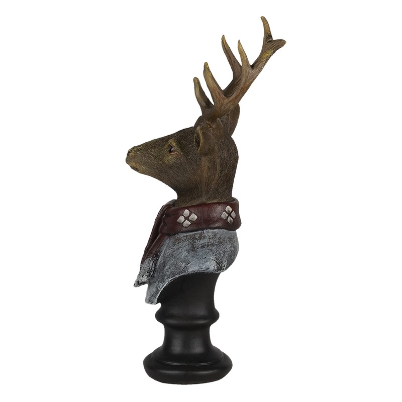MAISONICA Man Deer Stag Bust Ornament - Cool Male Grey