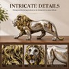 MOTIAHOOM Lion Figurine, Roaring Animal Statue, Silver Gold