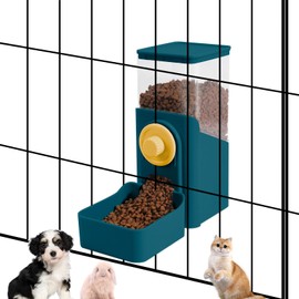 Hanging Automatic Pet Food Dispenser, Auto Gravity Rabbit Ferret Bunny Hedgehog Feeder Dispenser, Cat Dog Food Bowl for Cage Hanging (Dark Blue)