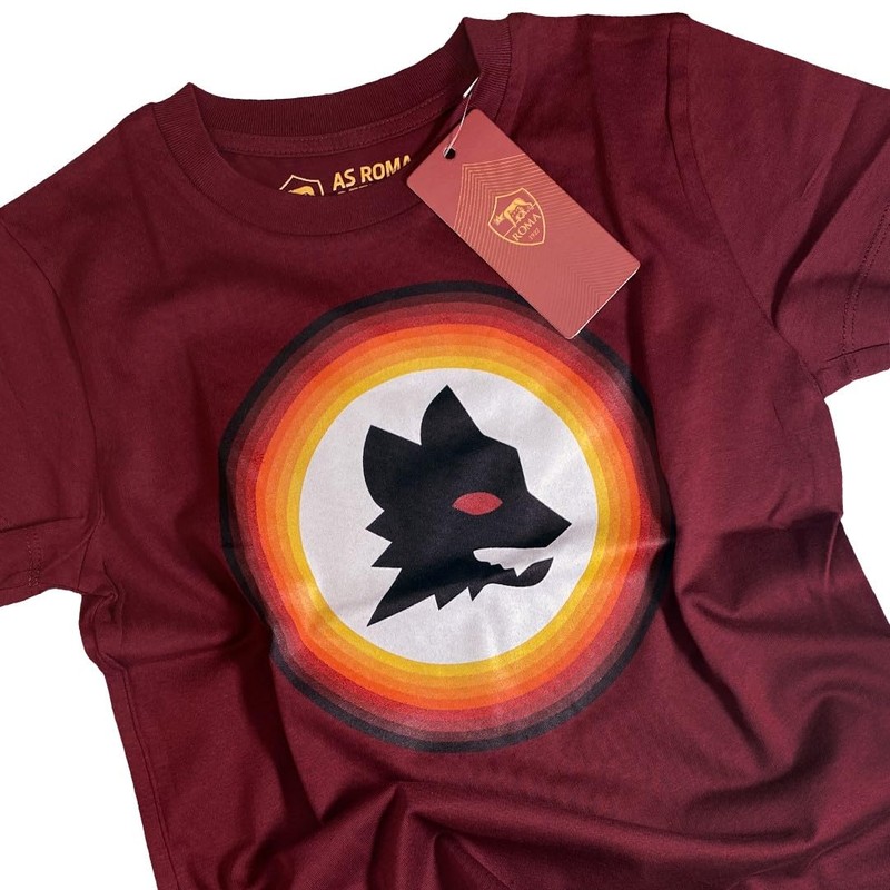AS Roma T-Shirt Lupetto Stampato, Ragazzi, Rossa, 9-11 Anni