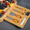 RoyalHouse Unique Bamboo Cheese Board and Knife Set with 2