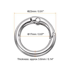 sourcing map Round Spring O Rings, 2Pcs 2.32 Inch OD Trigger Buckle Snap Clips for Bags, Purses, Keyrings, DIY Accessories, Silver Tone