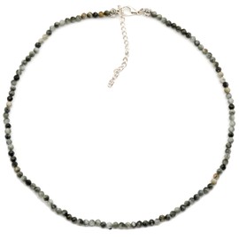 ElisaJewelryArt - Natural 3mm Eagle Eye Choker Necklace Genuine Gemstone Self-confidence Stone Clasp Closure Necklace Unisex Necklace (Eagle Eye, Silver Clasp)