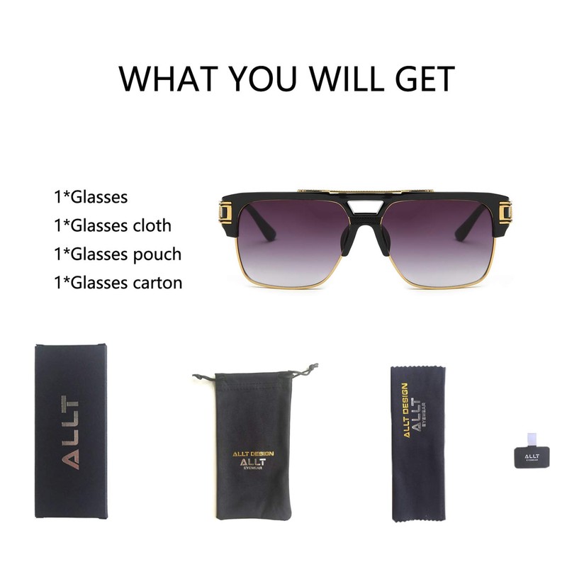 Allt Square Aviator Large Fashion Sunglasses For Men Women Goggle