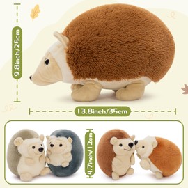 BENINY 5Pcs Hedgehog Plush Toy Set, Giant Mommy Hedgehog Stuffed Animal with 4 Cute Baby Hedgehog Plushies, 14" Cuddly Stuffed Hedgehog Gift for Boys Girls Kids on Christmas Birthday Baby Shower