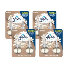 Glade Plugins Refills Sheer Vanilla Embrace, 2 CT 1.34 Fl Oz (Pack of 4)