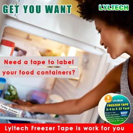 LYLTECH White Freezer Tape 5 Rolls -165 Yard,Writable Surface,Easy to Tear, Low Temperature Resistance,Residue-Free Removal, Each Roll 3/4 in x 33Yard