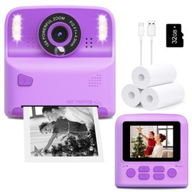 Kids Camera Instant Print, Christmas Birthday for 3-12 Year Old Girls Boys, Children Digital Camera for Print Black White Photo, Creative Exploration Ideal Teenage Toddler Toys Camera with 32GB Card