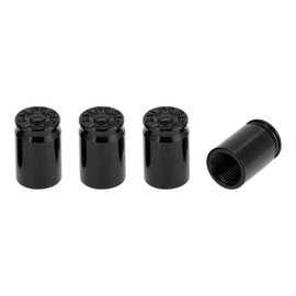 TUCKBOLD 4 Pcs Tire Valve Stem Caps Stylish 7x16.5mm Tyre Valve Dust Covers Bullet Case Shape Black Aluminum Alloy