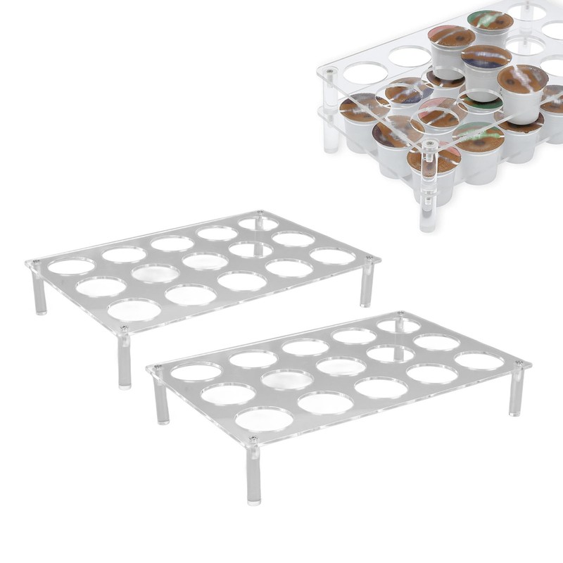 2 Set 15 Slots Flat Countertop Coffee Pod Holder Flat