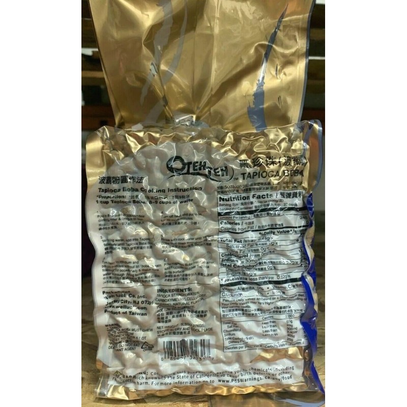 OtehTeh Black Taiwanese Tapioca Pearl Boba Bubble 5 lbs