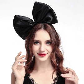Bow Headband Bowknot Hair Bands Big Bow Halloween Hair Hoop Women Girls Bow Hairband Party Decoration Headdress Cosplay Costume Headwear Handmade Headpiece Christmas Hair Accessories 1 Pack Black