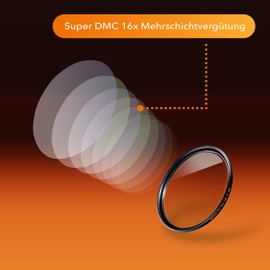 Walimex pro UV Filter Slim Super DMC 52 mm - Particularly High Quality UV Filter Lens Filter, Slim Only 2.5 mm, 16x Super DMC Coating, for Lens Protection and Brilliant Colours, with Box