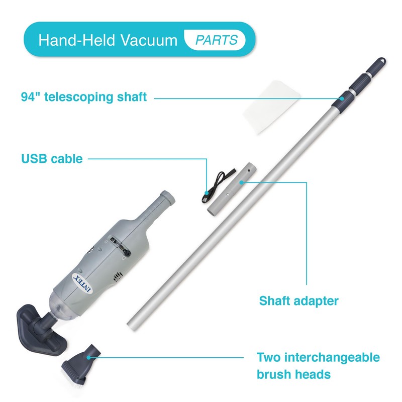 Intex Handheld Pool Vacuum Cleaner Rechargeable 94 Inch Telescoping Shaft