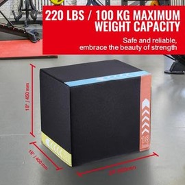 Happybuy 3-in-1 Plyometric Jump Box - 20/18/16 Inch Cotton Fitness BoxIdeal for Home Gym Training, Enhancing Agility and Strength. Anti-Slip, Black