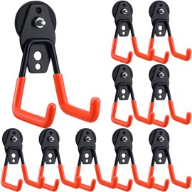 Landhoow 10 Pcs Magnetic Hooks Heavy Duty Large Garage Magnet Hooks Strong Storage Utility Magnetic Hooks with Anti Slip Rubber Coating for Indoor and Outdoor Hanging (Orange)