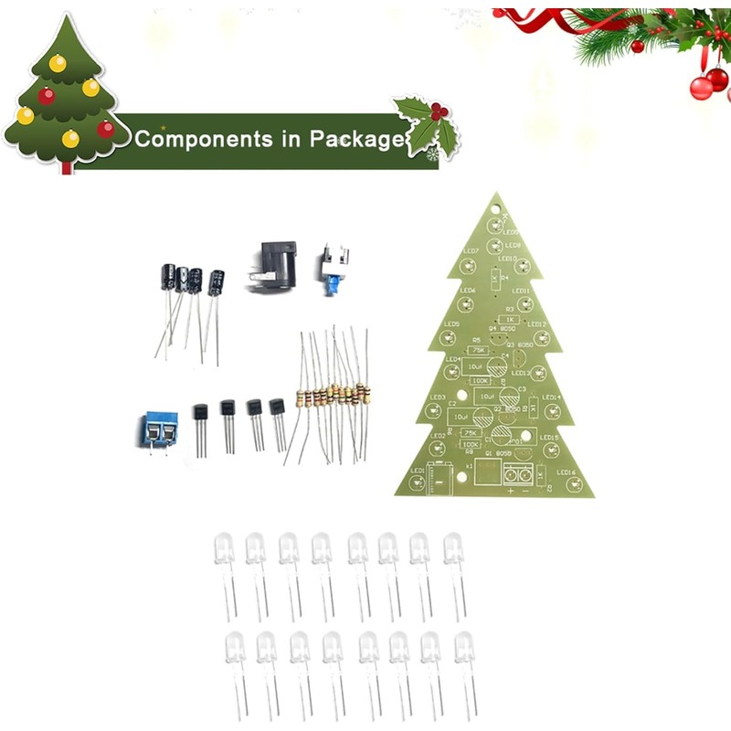 ONEHPDIY 16 Lamp Christmas Tree SMT Soldering Practice Board Kit