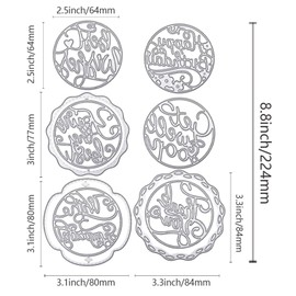 ORIGACH 9 Pcs Circle Words and Round Lace Flower Border Metal Cutting Dies Sentiments and Frame Die Cuts Embossing Stencil Template for Card Making and DIY Scrapbooking