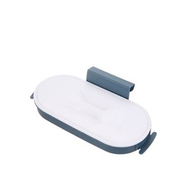 Hanging Trash Can, Folded Cabinet Door Garbage Bag Holder, Kitchen Trash Can, Garbage Rack, Portable Organiser, Garbage Bag Holder with Lid (1 Piece, Dark Blue)