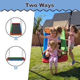 Sedeke 60" Platform Swing Set, Waterproof Flying Swing Seat, 720lbs Weight Capacity, with Adjustable Hanging Straps, Swing Sets for Backyard, for Indoor and Outdoor Playground