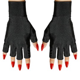 UV Gloves for Nail Gel UPF50+ UV Protection Fingerless Gloves for Manicure Dryer, Nail Art Skin Care Fingerless Anti-UV Hands Protect Hands from UV Damage (Black)