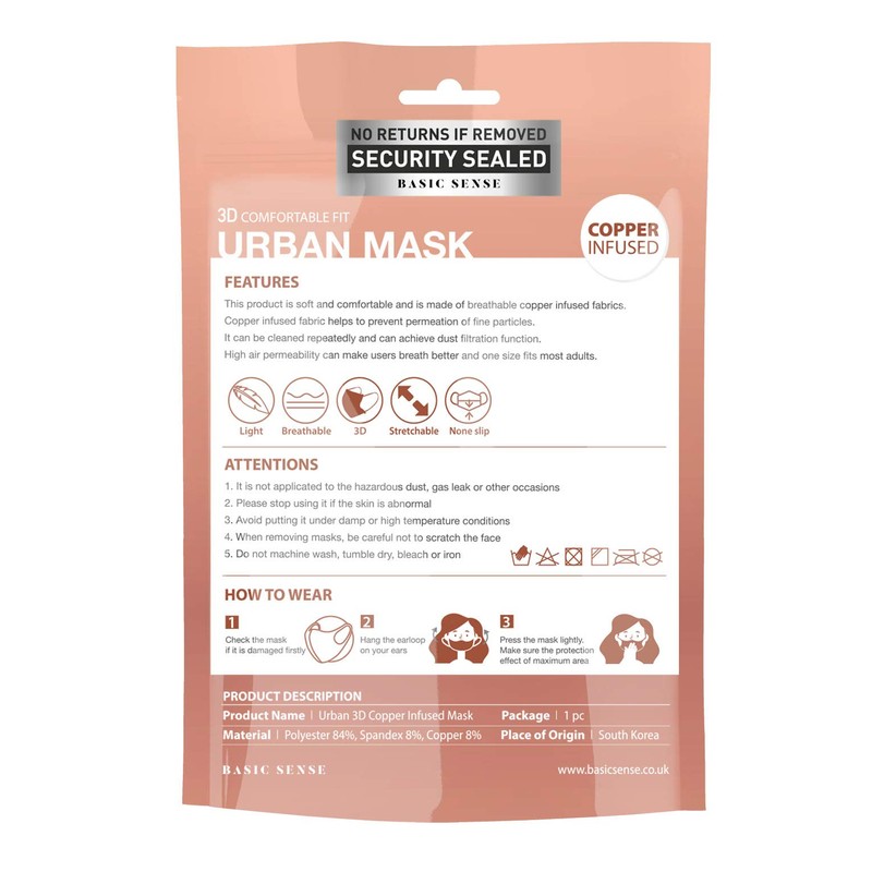 Basic Sense 3 Pack - Copper Infused Washable Reusable plain