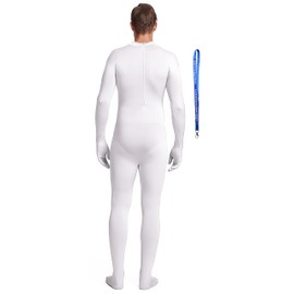 Full Bodysuit With Zipper Helper Unisex Adult Costume Without Hood Spandex Stretch Zentai Unitard Body Suit (X-Large, White)