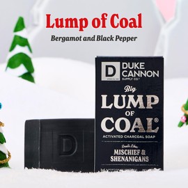 Duke Cannon Supply Co. Big Lump of Coal Soap Bar for Men Holiday Edition (Bergamot & Black Pepper Scent) Superior Grade, Extra Large, Paraben-free, All Skin Types, 10 oz (3 Pack)