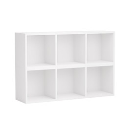 oneinmil 6 Cube Narrow Book Shelf 3-Tier 2 Pack Bookcase Storage Organizer Short Bookshelf DIY Bookshelves Display Rack Modern Corner Mini Low Bookshelf CD for Home Office, Living Room White