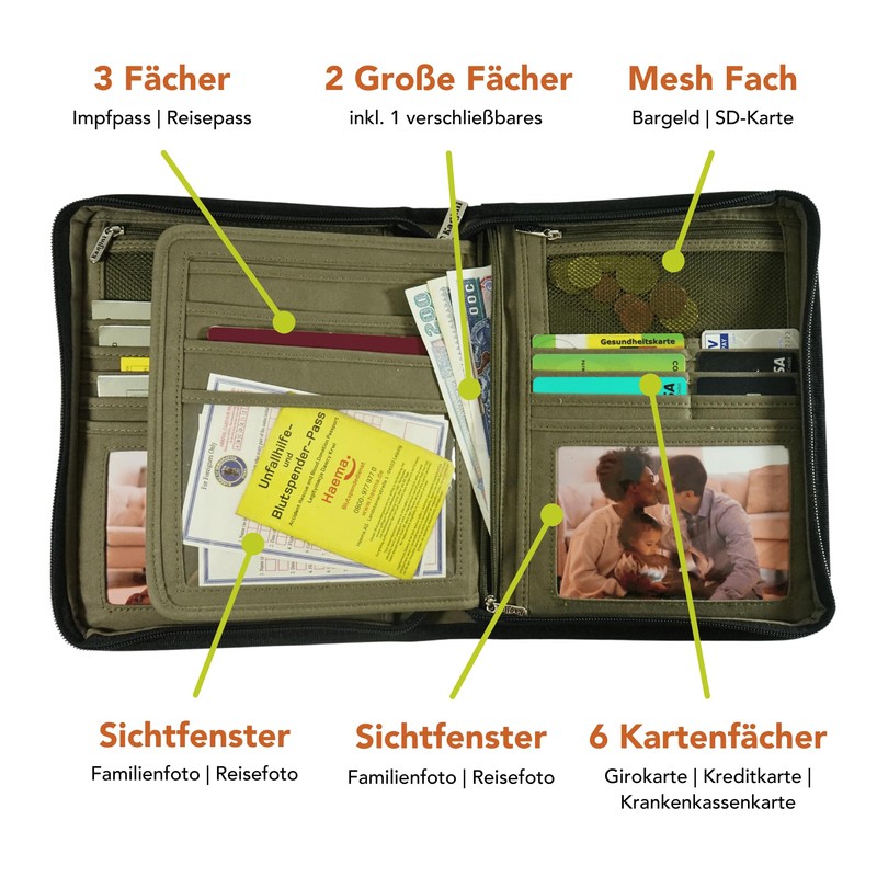 Karijini® Examination Book Organiser XXL, Passport Bag, ID Folder, Maternity