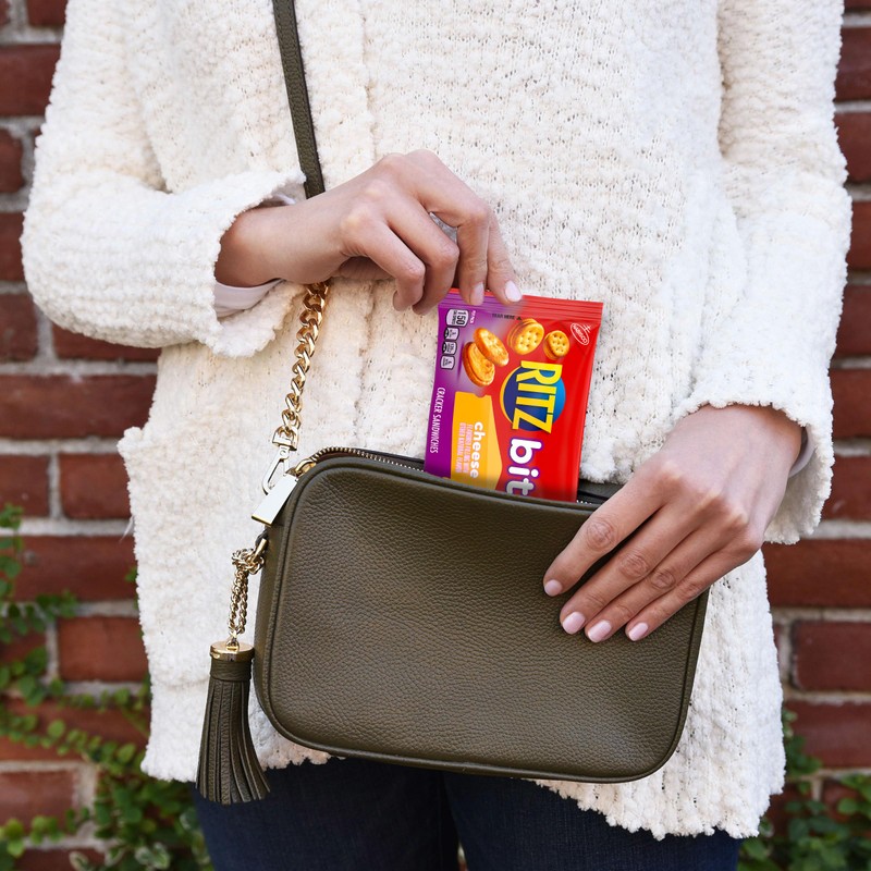 RITZ Bits Cheese Sandwich Crackers, Lunch Snacks, 12 Snack Packs