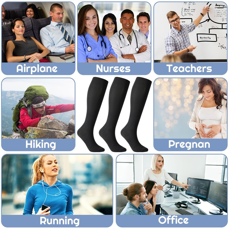 3 paia di calze a compressione, calze a compressione, 15-25
