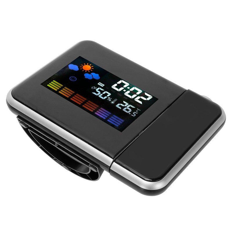 Indoor Projection LED Clock Thermometer Hygrometer Weather Forecast Snooze Perpetual