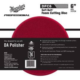 Meguiar's DFC6 6" Soft Buff DA (Dual Action) Foam Cutting Disc, 1 Pack, RED