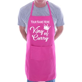 Print4U Personalise This Apron King Of Curry Any Name Here BBQ Cooking Apron Pink
