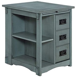 Powell Parnell Wood Side Table in Teal Blue