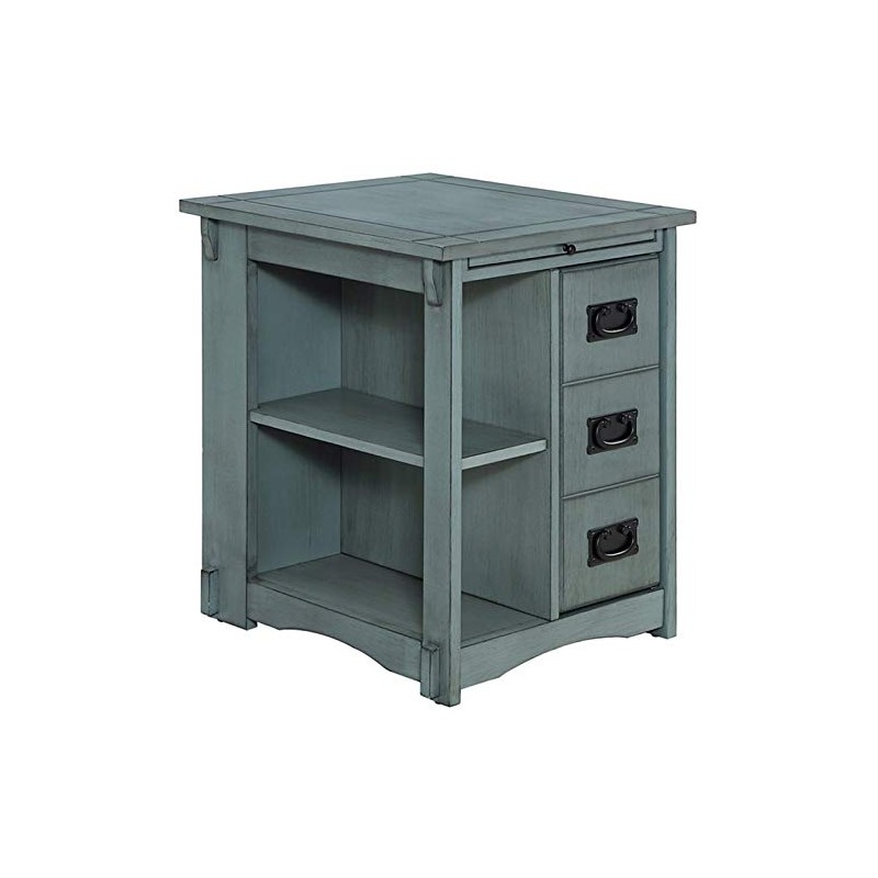 Powell Parnell Wood Side Table in Teal Blue