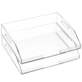EXPUTRAN Clear Acrylic Stackable Letter Tray Desk Organizer 2 Tier A4 Paper Tray